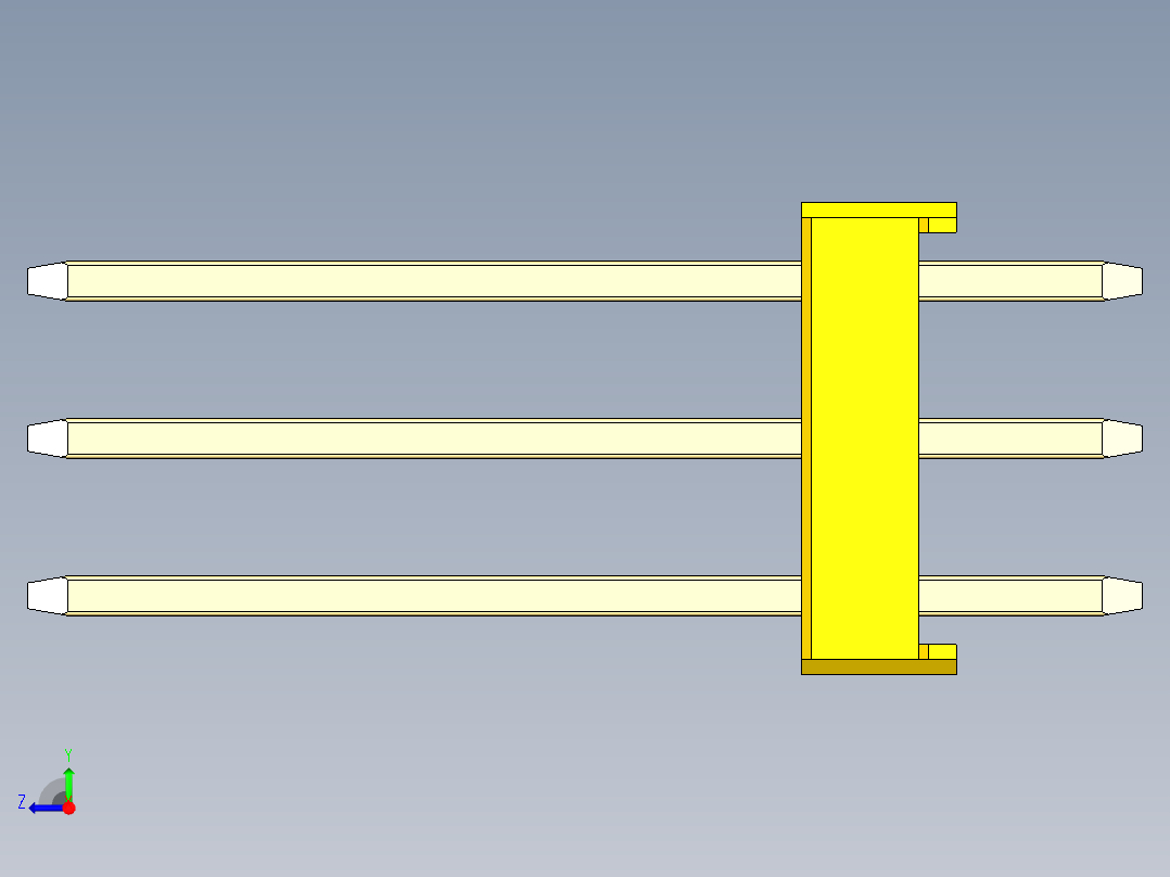 彩色公头100mil（2.54mm）系列-DS1021_yellow_3x26p_100mil_Type5_rev1.0右视图