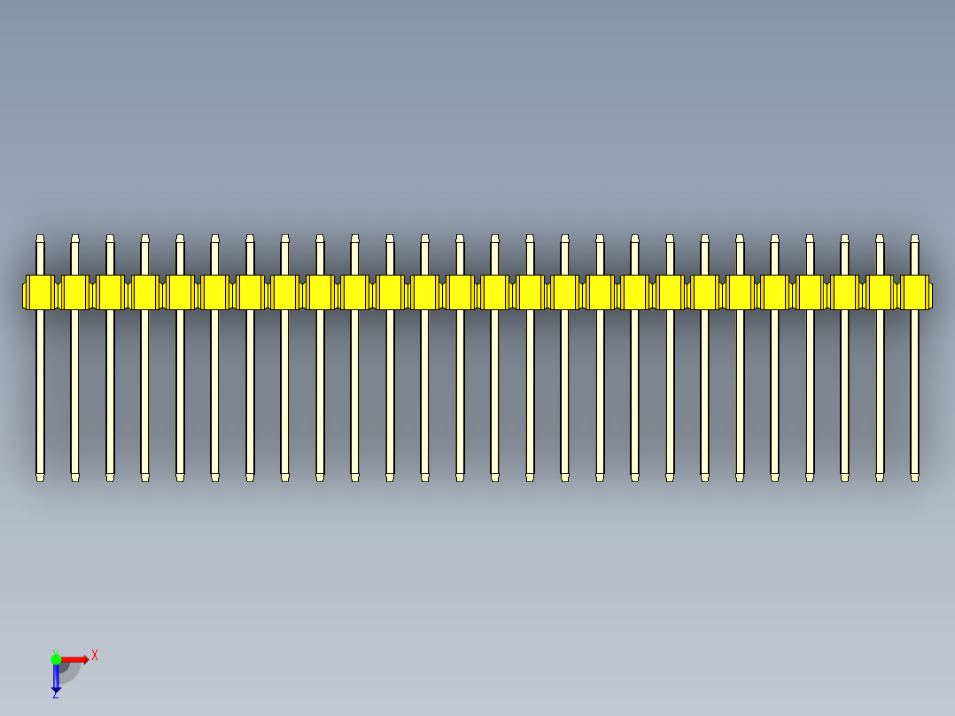 彩色公头100mil（2.54mm）系列-DS1021_yellow_3x26p_100mil_Type5_rev1.0俯视图