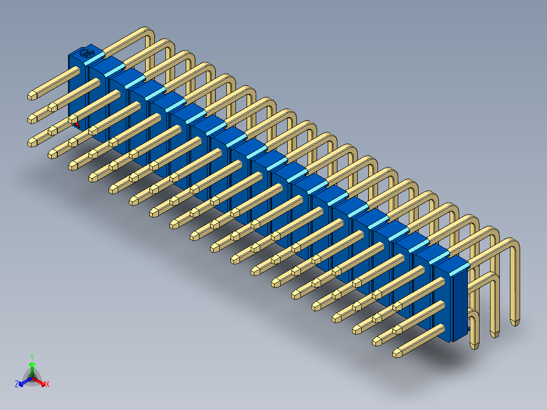 彩色公排针 100mil 2.54mm 系列-DS1022_blue_3x19p_100mil_TypeD_rev1.0
