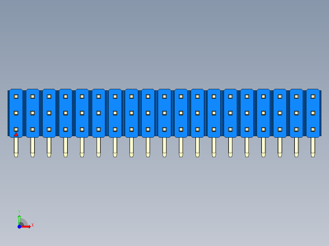 彩色公排针 100mil 2.54mm 系列-DS1022_blue_3x19p_100mil_TypeD_rev1.0前视图