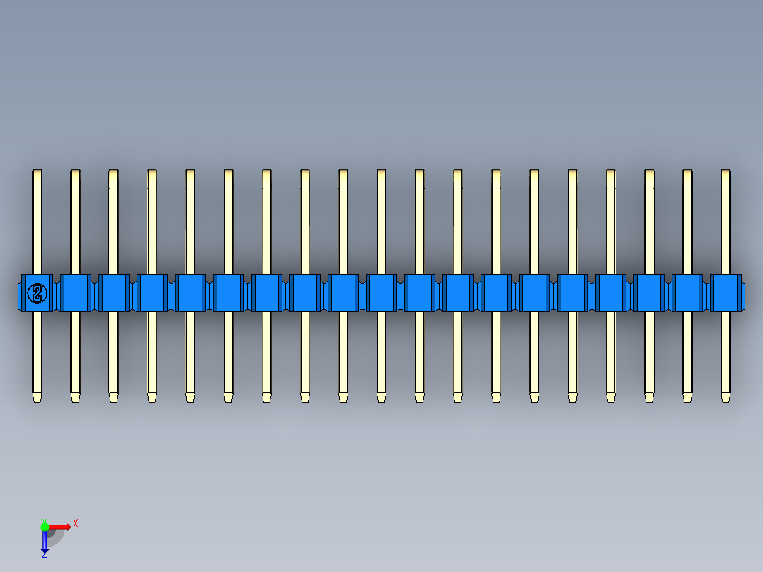 彩色公排针 100mil 2.54mm 系列-DS1022_blue_3x19p_100mil_TypeD_rev1.0俯视图