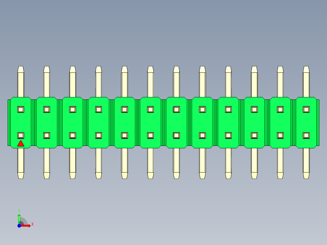 彩色公排针 100mil 2.54mm 系列-DS1022_green_24p_100mil_TypeSMT_rev1.0前视图