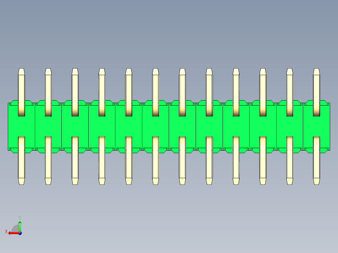 彩色公排针 100mil 2.54mm 系列-DS1022_green_24p_100mil_TypeSMT_rev1.0后视图