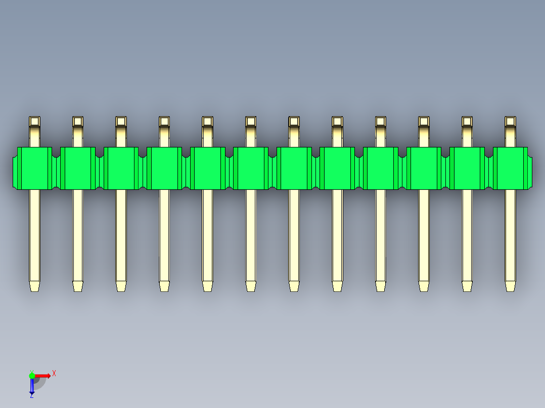 彩色公排针 100mil 2.54mm 系列-DS1022_green_24p_100mil_TypeSMT_rev1.0俯视图