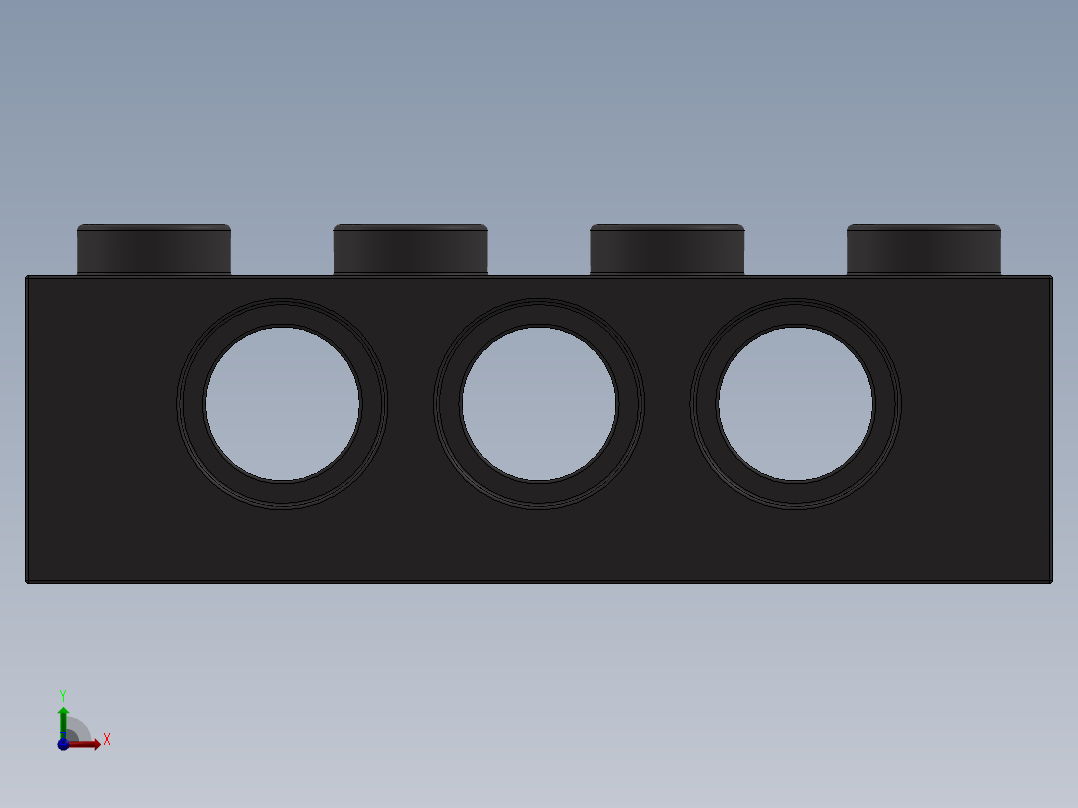 乐高机械组积木（横梁）-4213607 - 3701 Dark Stone Grey Technic Brick 1 x 4 with Holes前视图