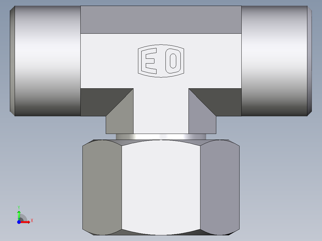 卡套式工业通用硬管接头EO_Swivel_nut_branch_tee_ET14SOMD71前视图