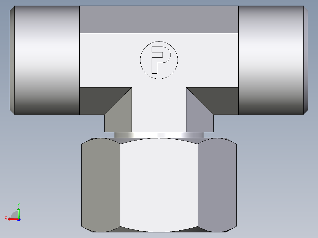 卡套式工业通用硬管接头EO_Swivel_nut_branch_tee_ET14SOMD71后视图