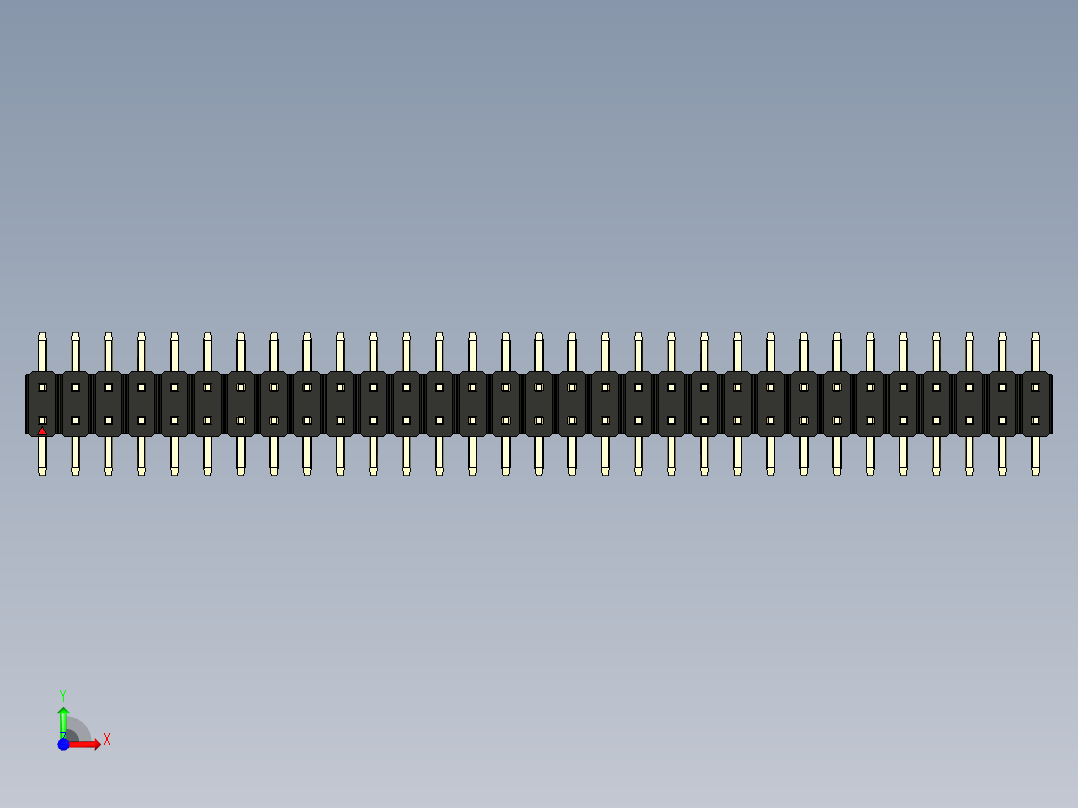彩色公排针 100mil 2.54mm 系列-DS1022_black_62p_100mil_TypeSMT_rev1.0前视图