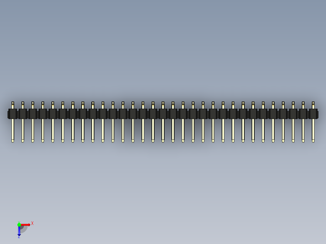 彩色公排针 100mil 2.54mm 系列-DS1022_black_62p_100mil_TypeSMT_rev1.0俯视图