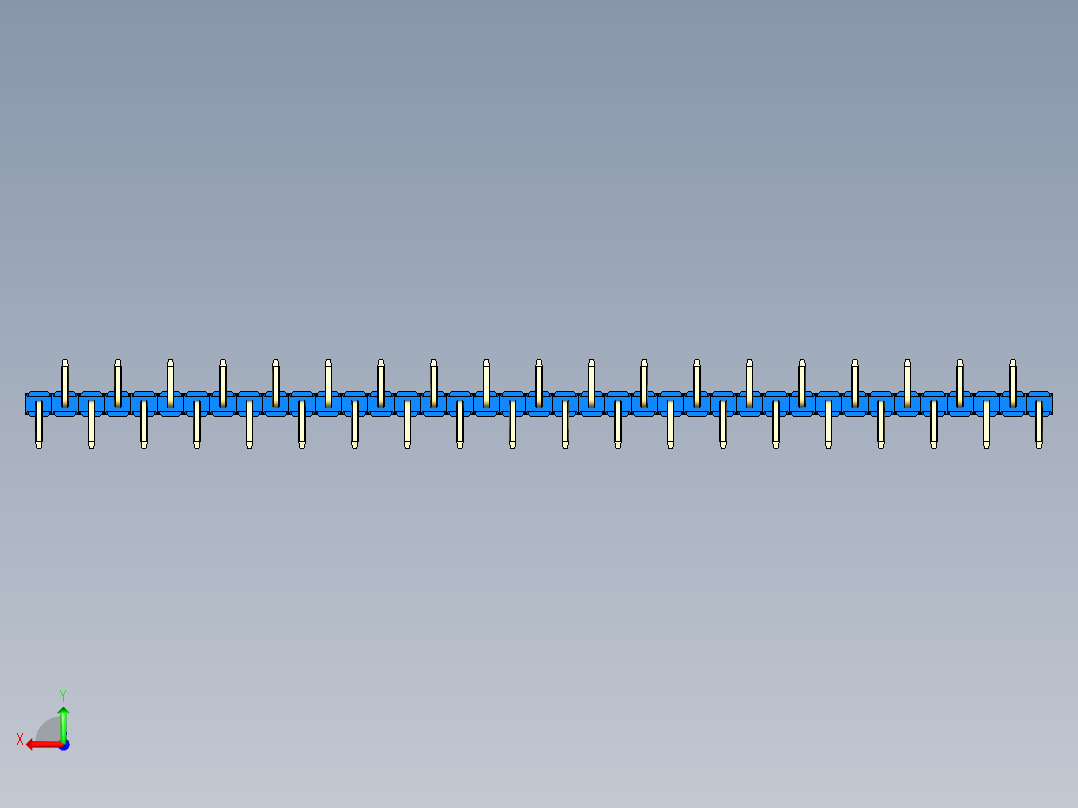 彩色公排针 100mil 2.54mm 系列-DS1022_blue_39p_100mil_Type_SMT_R2_rev1.0后视图