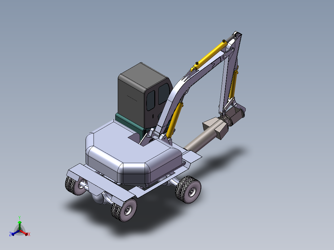 挖掘机改装整车上装部件正等轴测图