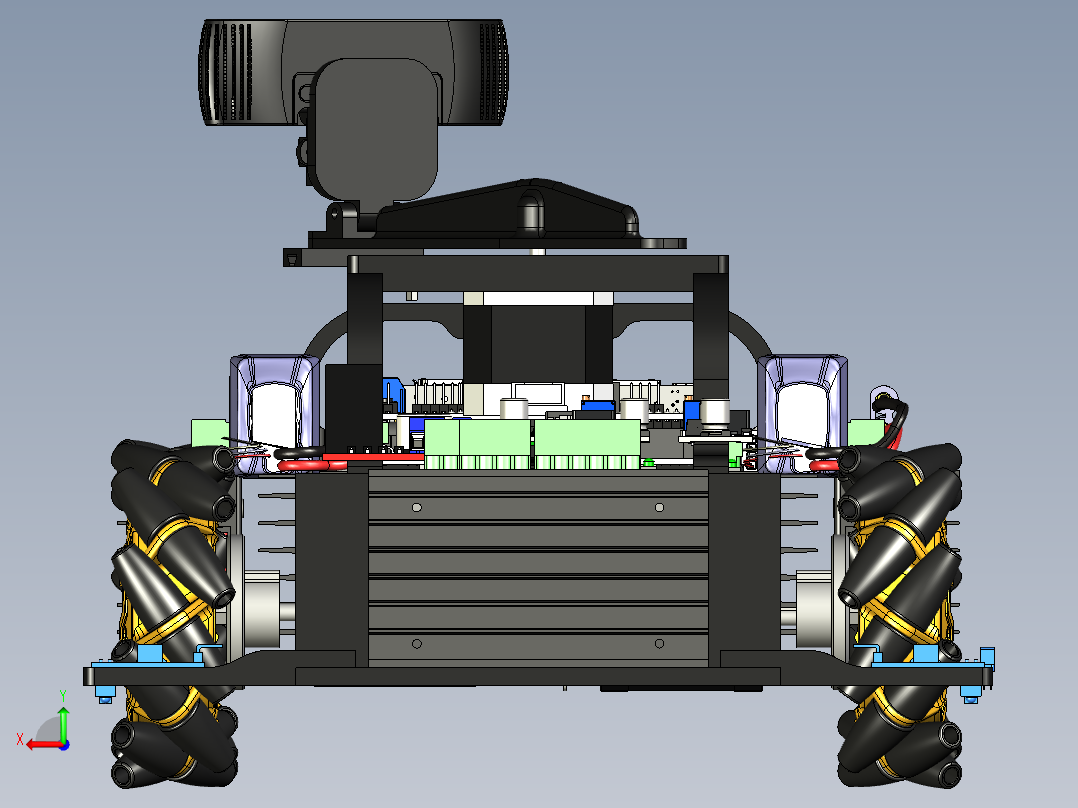 麦克纳姆轮拍摄机器人车后视图