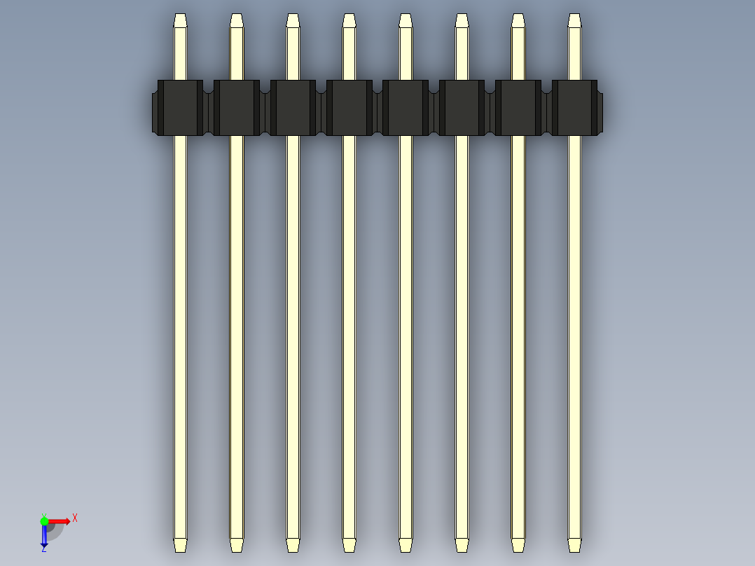 彩色公头100mil（2.54mm）系列-DS1021_black_1x08p_100mil_Type19_rev1.0俯视图