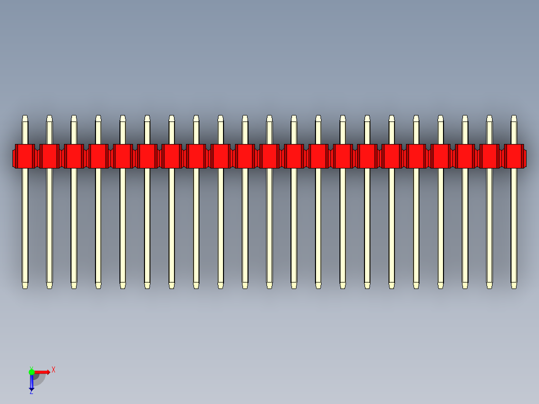 彩色公头100mil（2.54mm）系列-DS1021_red_3x21p_100mil_Type5_rev1.0俯视图
