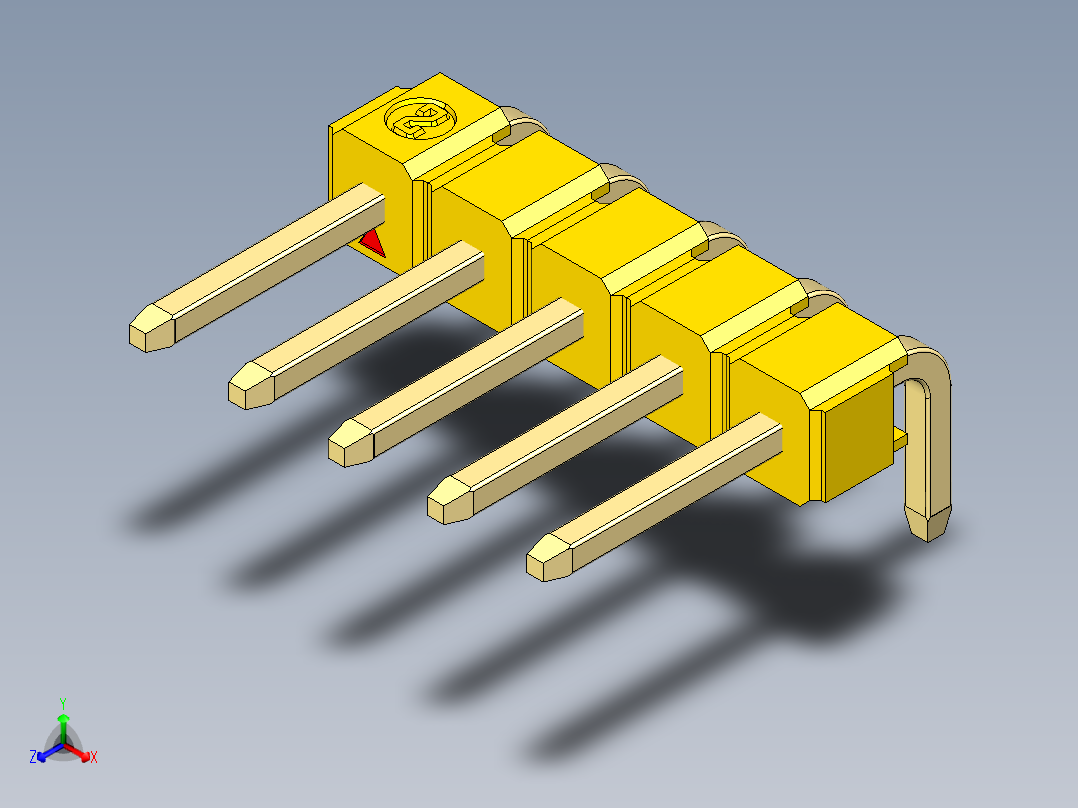 彩色公排针 100mil 2.54mm 系列-DS1022_yellow_1x05p_100mil_TypeD_rev1.0