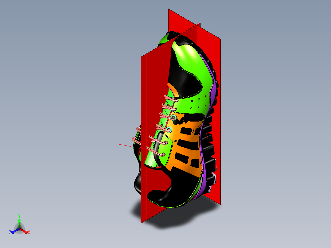 锐步Real Flex运动鞋正等轴测图