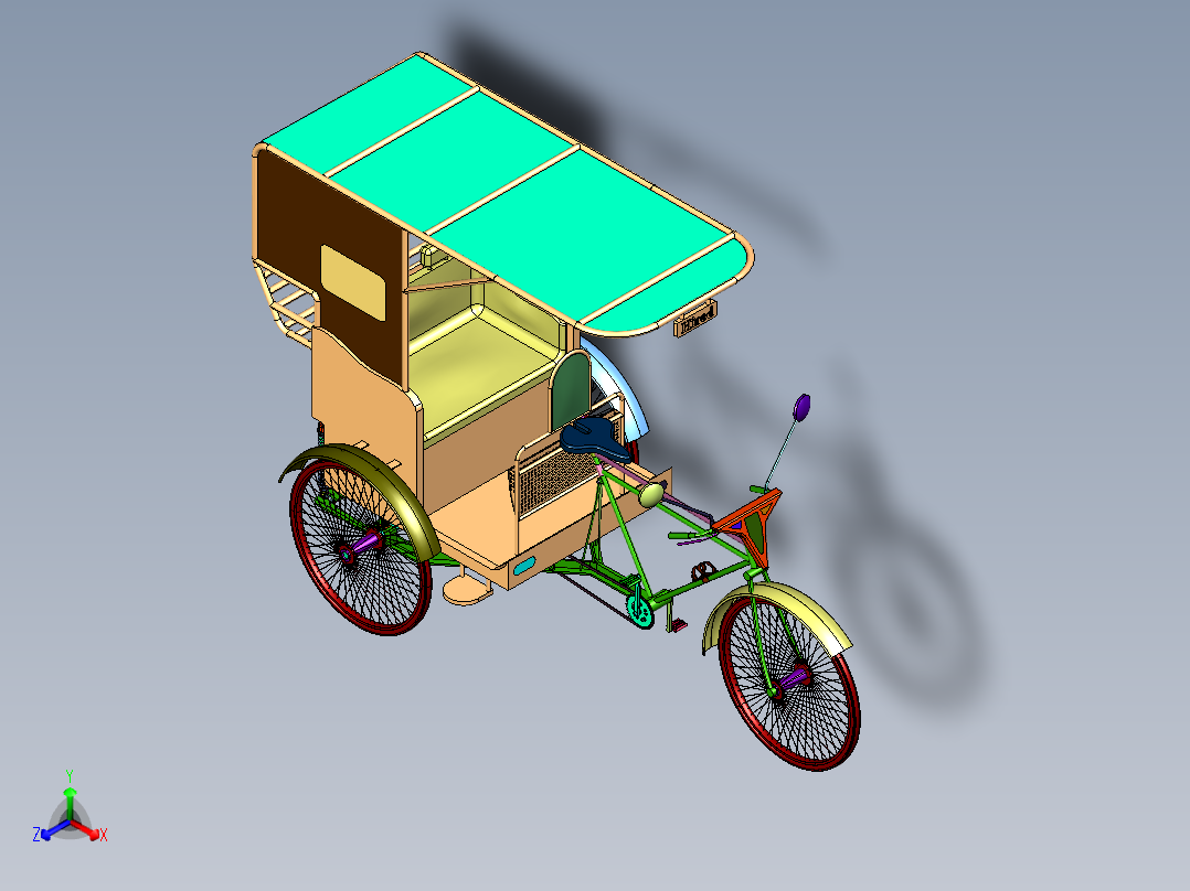 成人带座载人脚蹬人力自行车