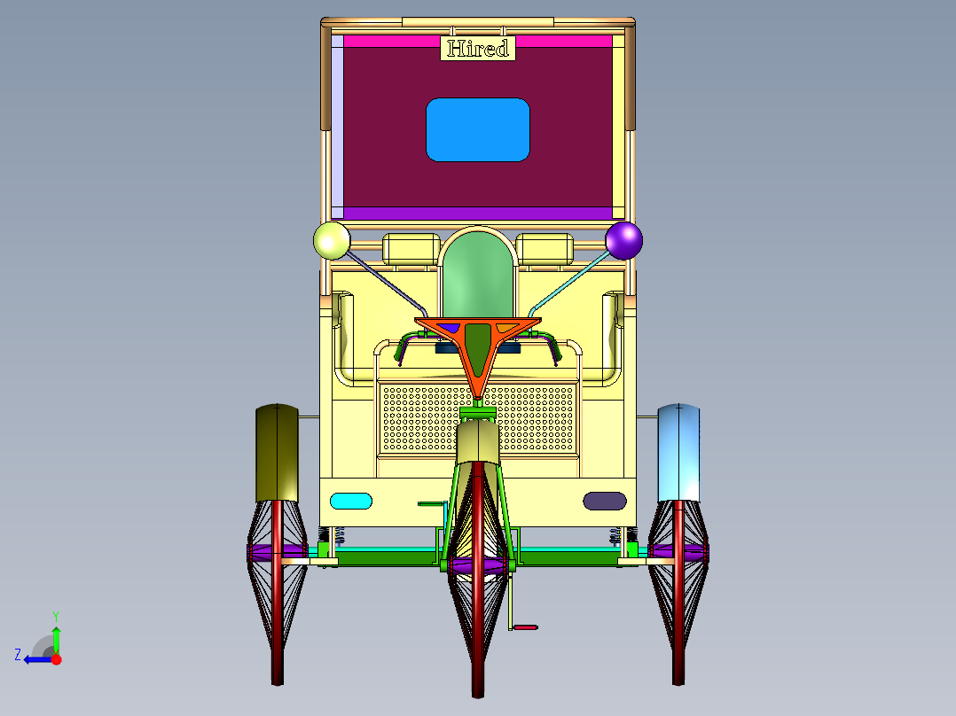 成人带座载人脚蹬人力自行车右视图