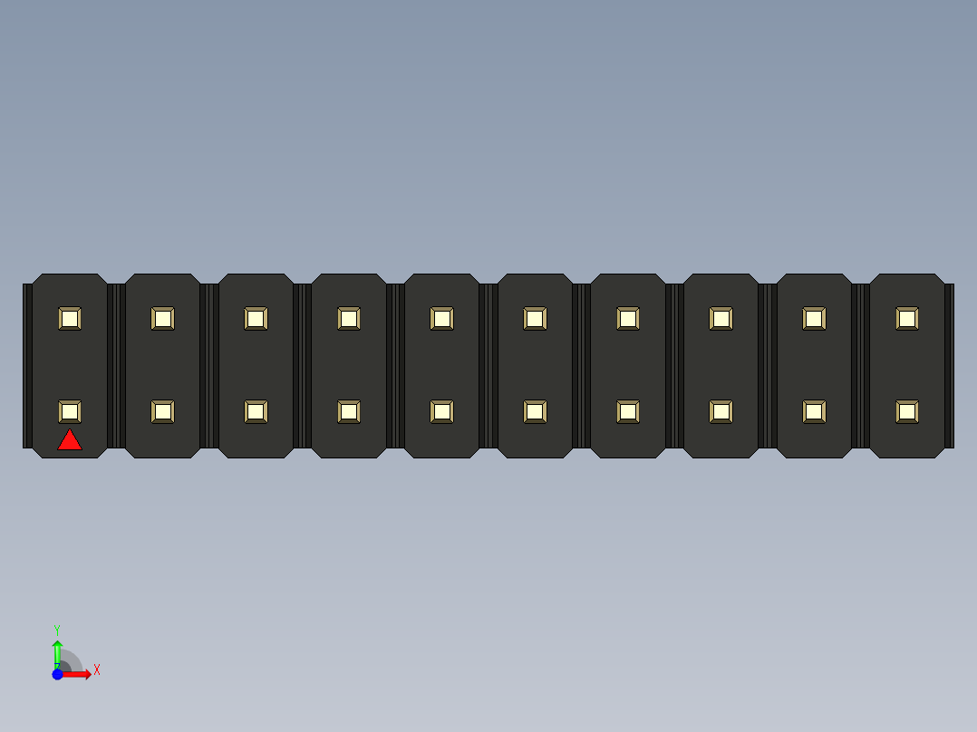 彩色公头100mil（2.54mm）系列-DS1021_black_2x10p_100mil_Type43_rev1.0前视图