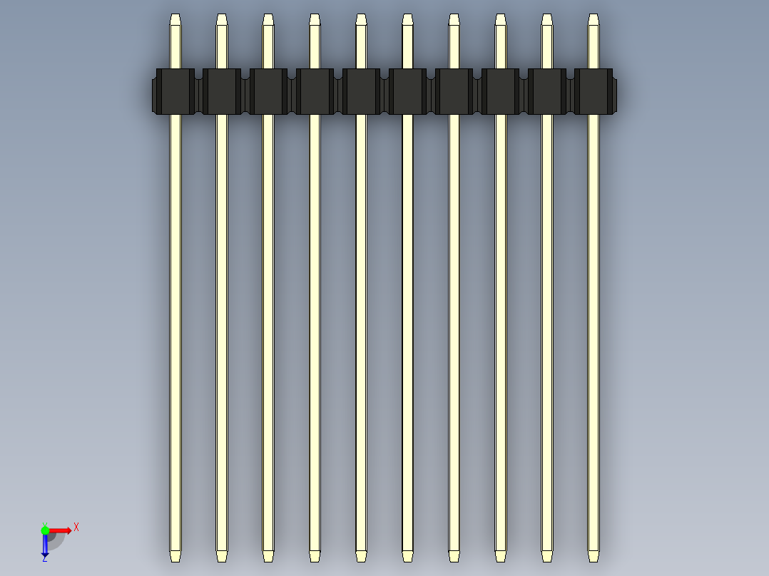 彩色公头100mil（2.54mm）系列-DS1021_black_2x10p_100mil_Type43_rev1.0俯视图