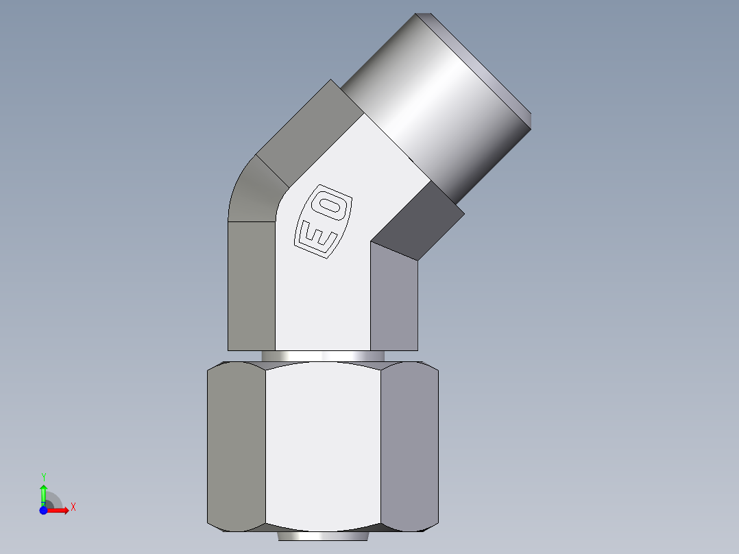 卡套式工业通用硬管接头EO_Swivel_nut_45_deg_elbow_EV08LOMD71前视图