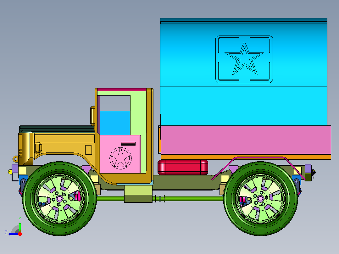 二战功勋制式卡车右视图