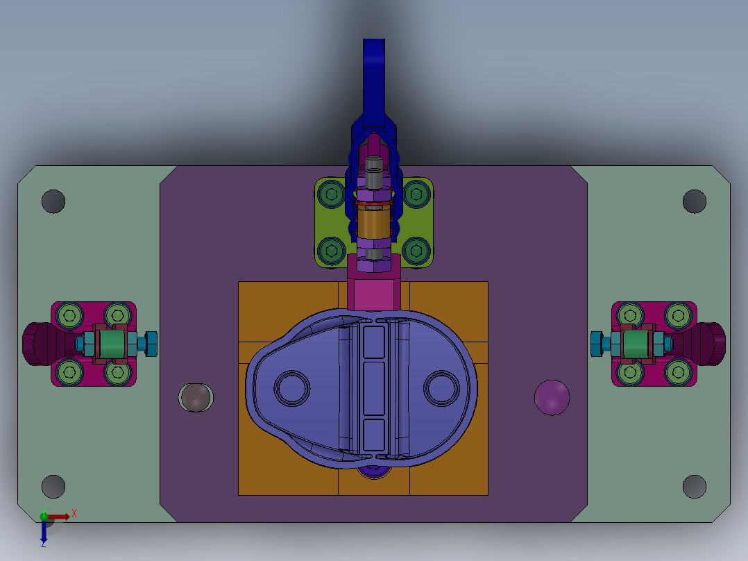 工件夹紧夹具俯视图