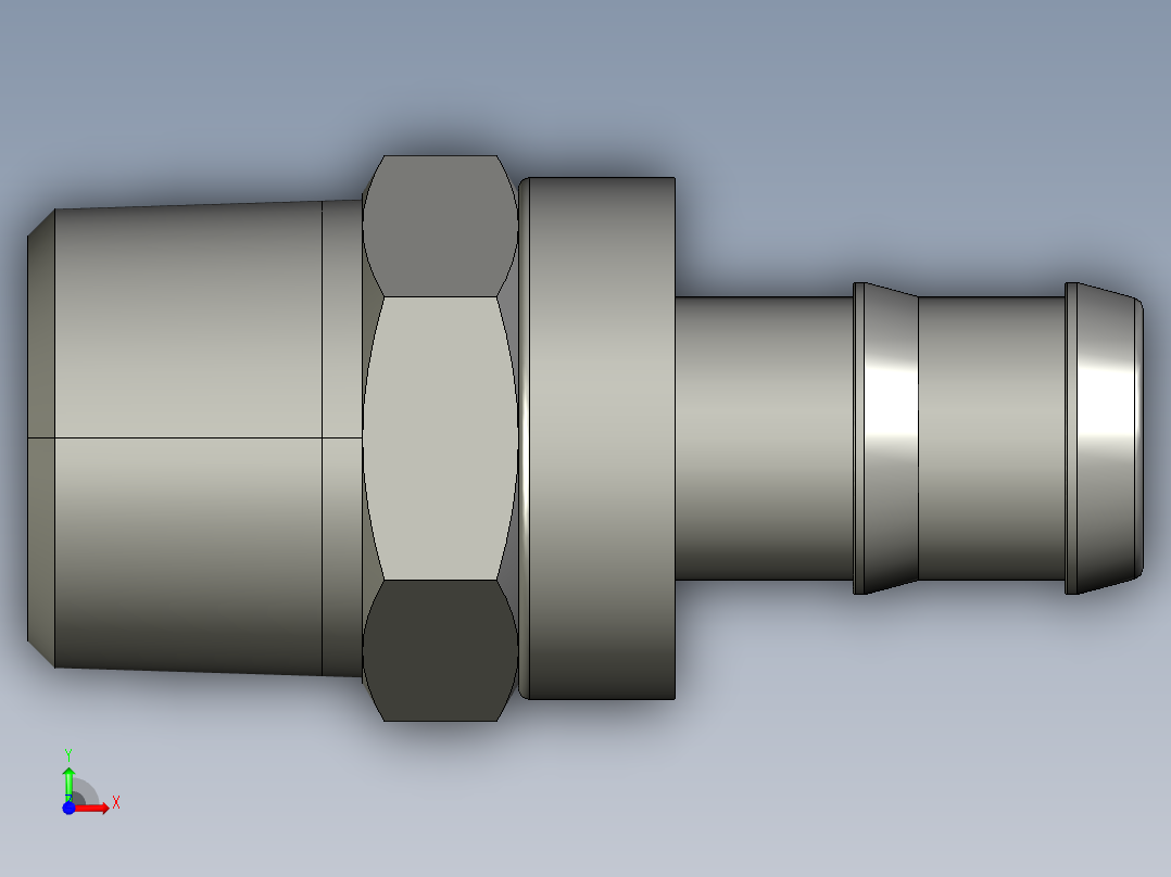 软管与硬管连接用工业通用接头0134_62_21前视图