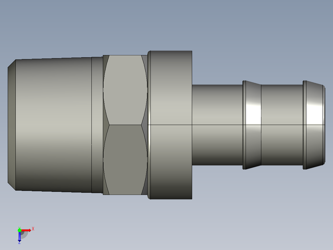 软管与硬管连接用工业通用接头0134_62_21俯视图