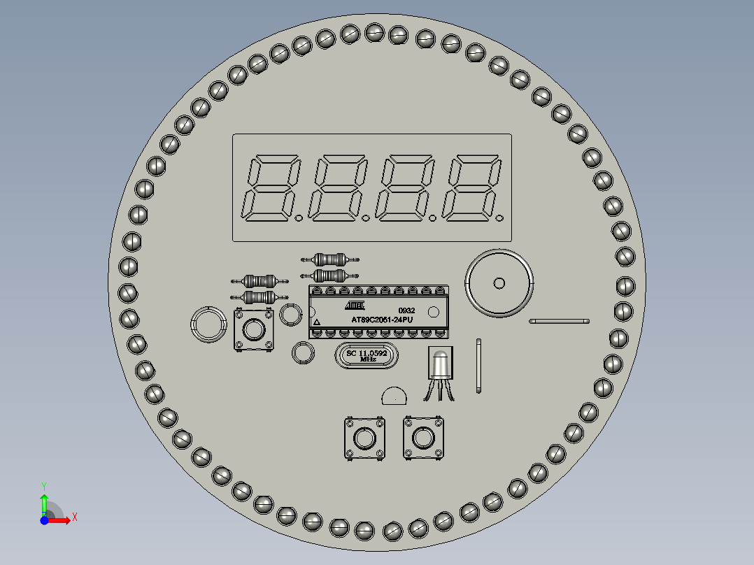 电子时钟前视图