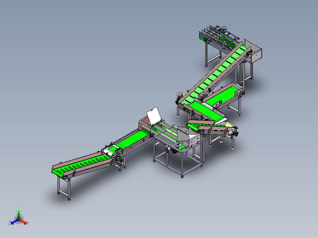药卷分流输送机总成sw16可编辑正等轴测图