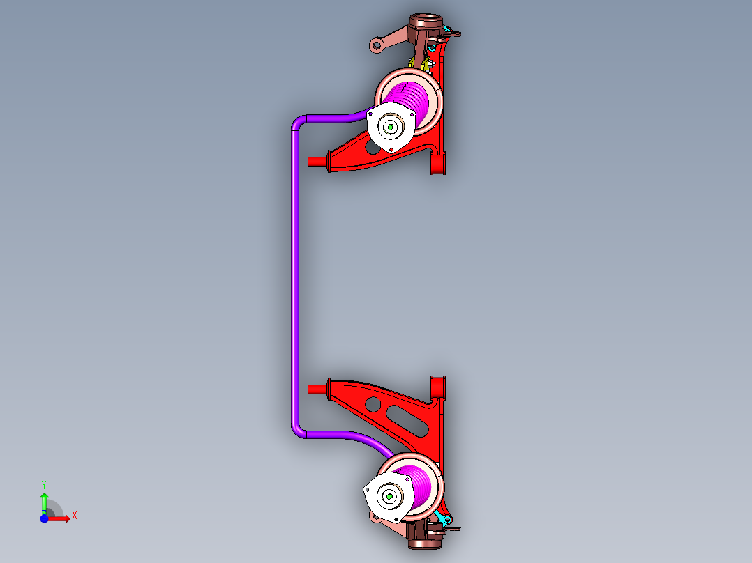 P107-凯美瑞轿车的前麦弗逊独立悬架设计及三维catia建模前视图