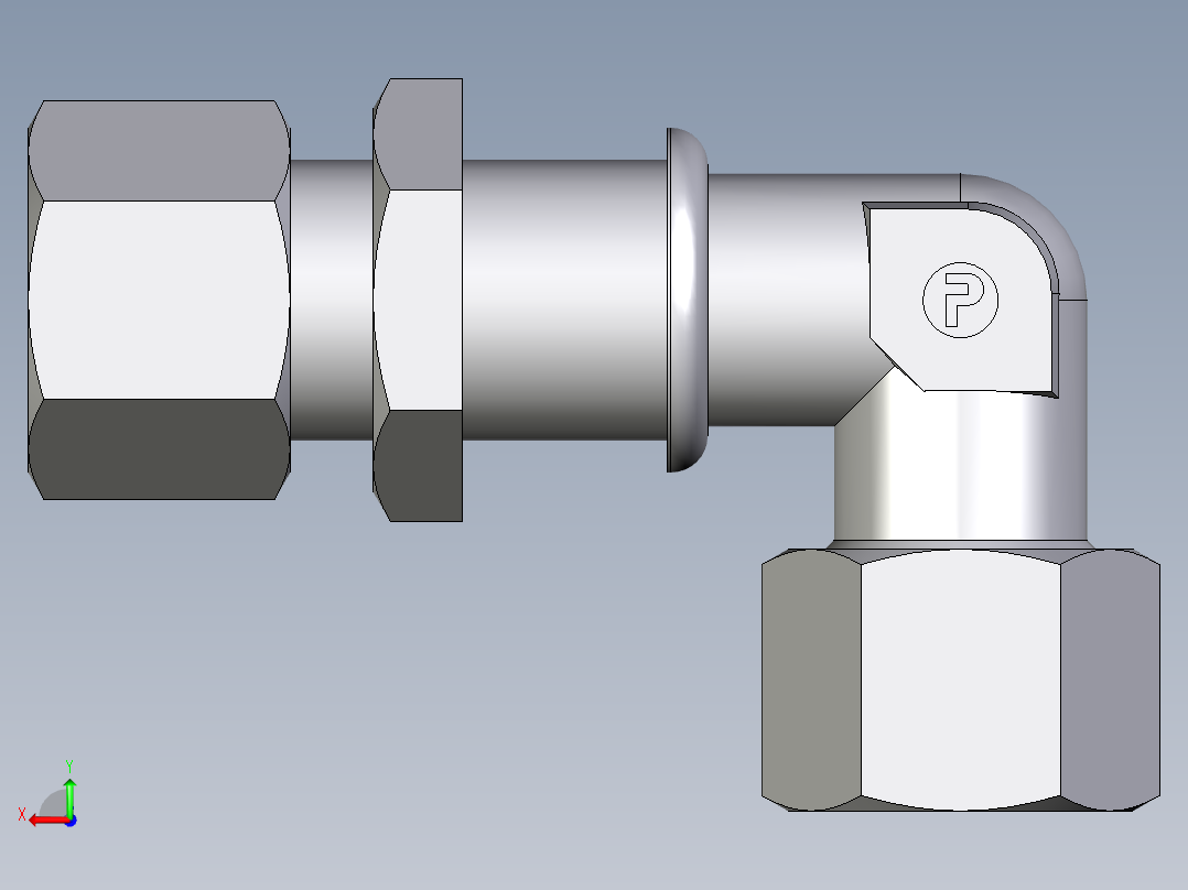 卡套式工业通用硬管接头EO_Bulkhead_elbow_WSV14SCF后视图