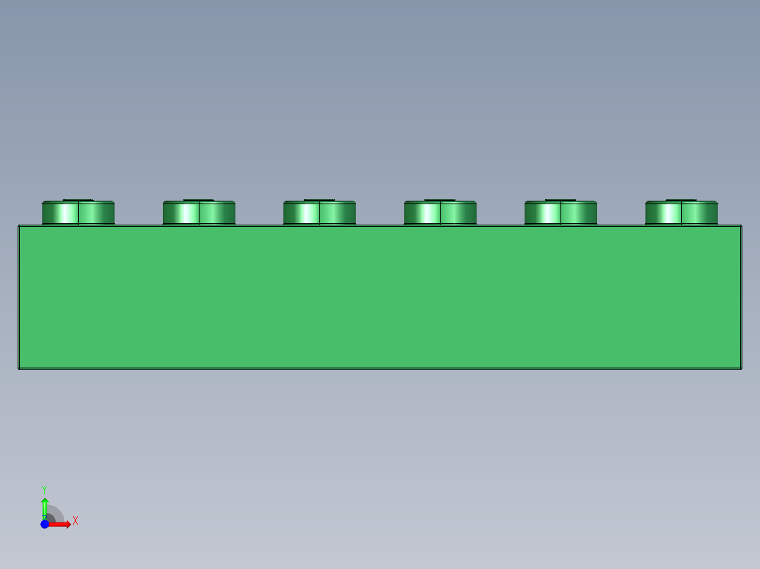 乐高套装 4421基本积木-4111844 - 3009 Dark Green Brick 1 x 6.STEP前视图