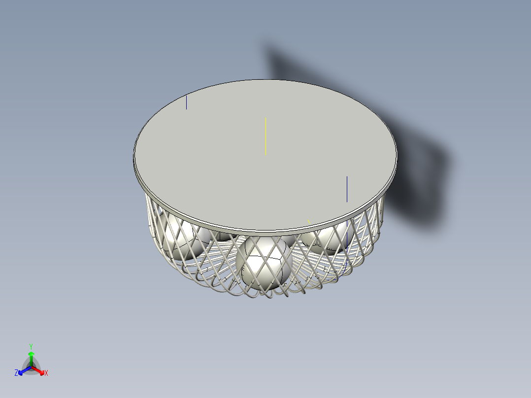 钢丝桌篮正等轴测图