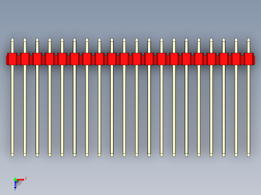 彩色公头100mil（2.54mm）系列-DS1021_red_2x20p_100mil_Type19_rev1.0俯视图