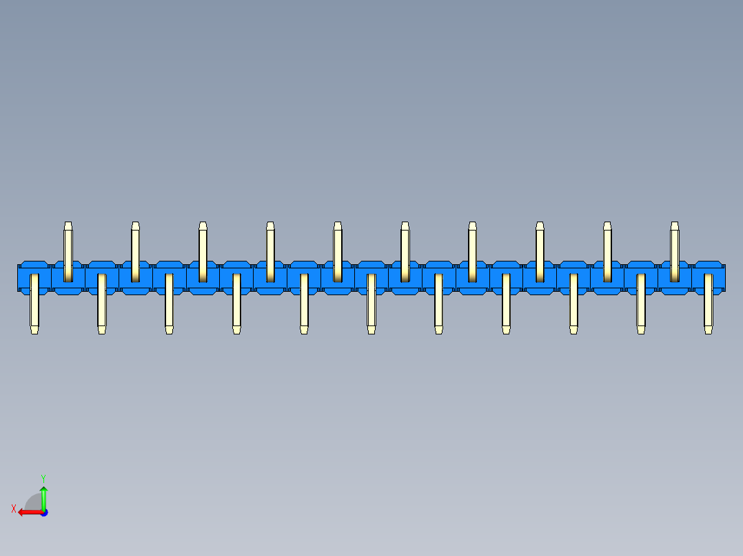 彩色公排针 100mil 2.54mm 系列-DS1022_blue_21p_100mil_Type_SMT_R2_rev1.0后视图