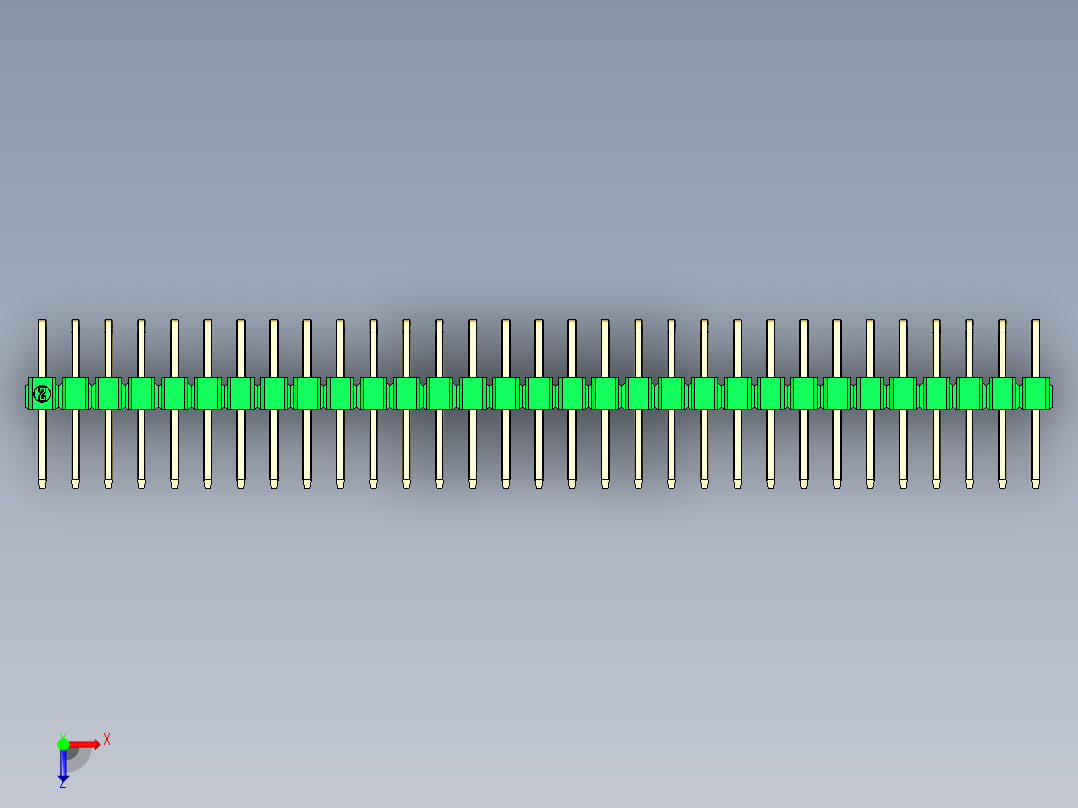 彩色公排针 100mil 2.54mm 系列-DS1022_green_2x31p_100mil_TypeD_rev1.0俯视图