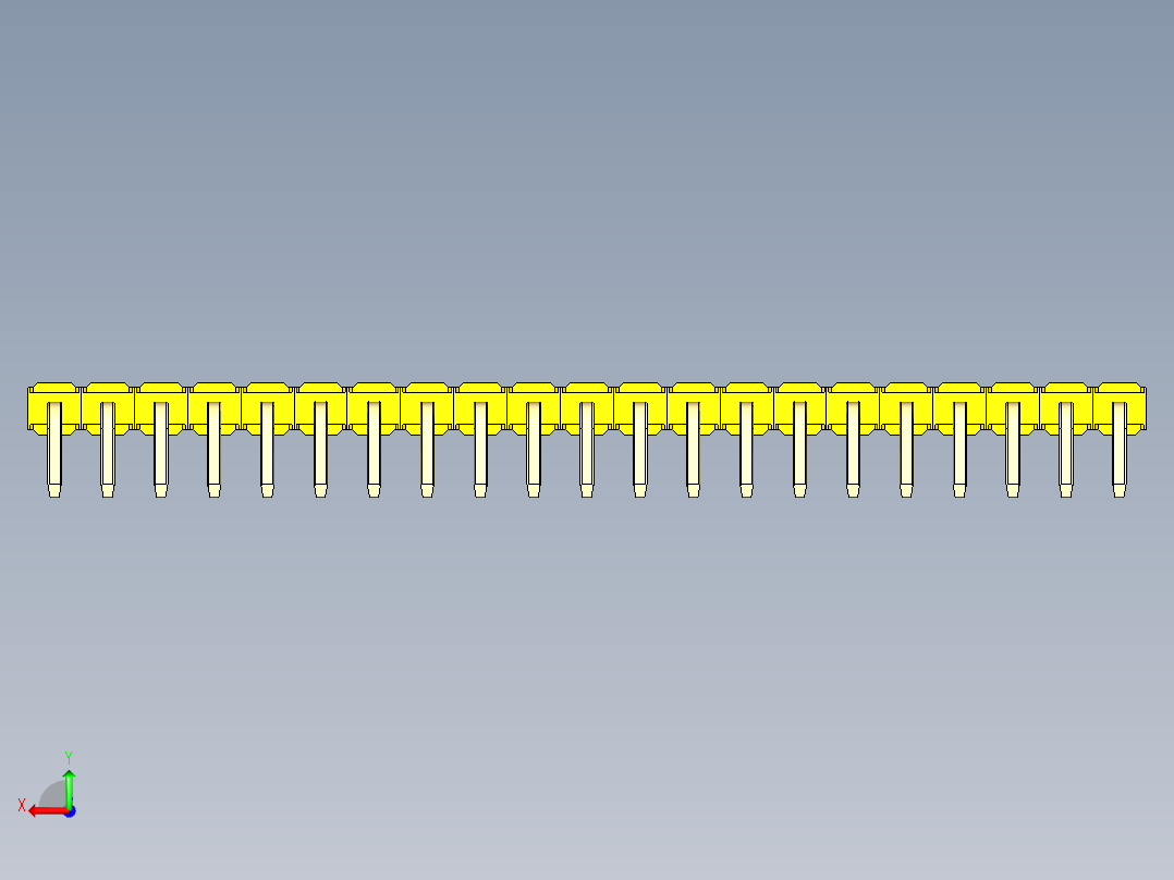 彩色公排针 100mil 2.54mm 系列-DS1022_yellow_1x21p_100mil_TypeD_rev1.0后视图