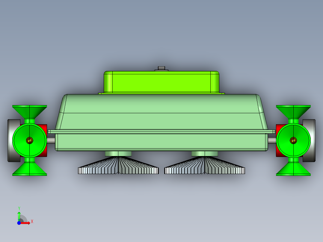 吸附式爬壁清洗机设计【三维proe】【含cad图纸和文档】【履带式真空吸附高楼外墙玻璃】前视图