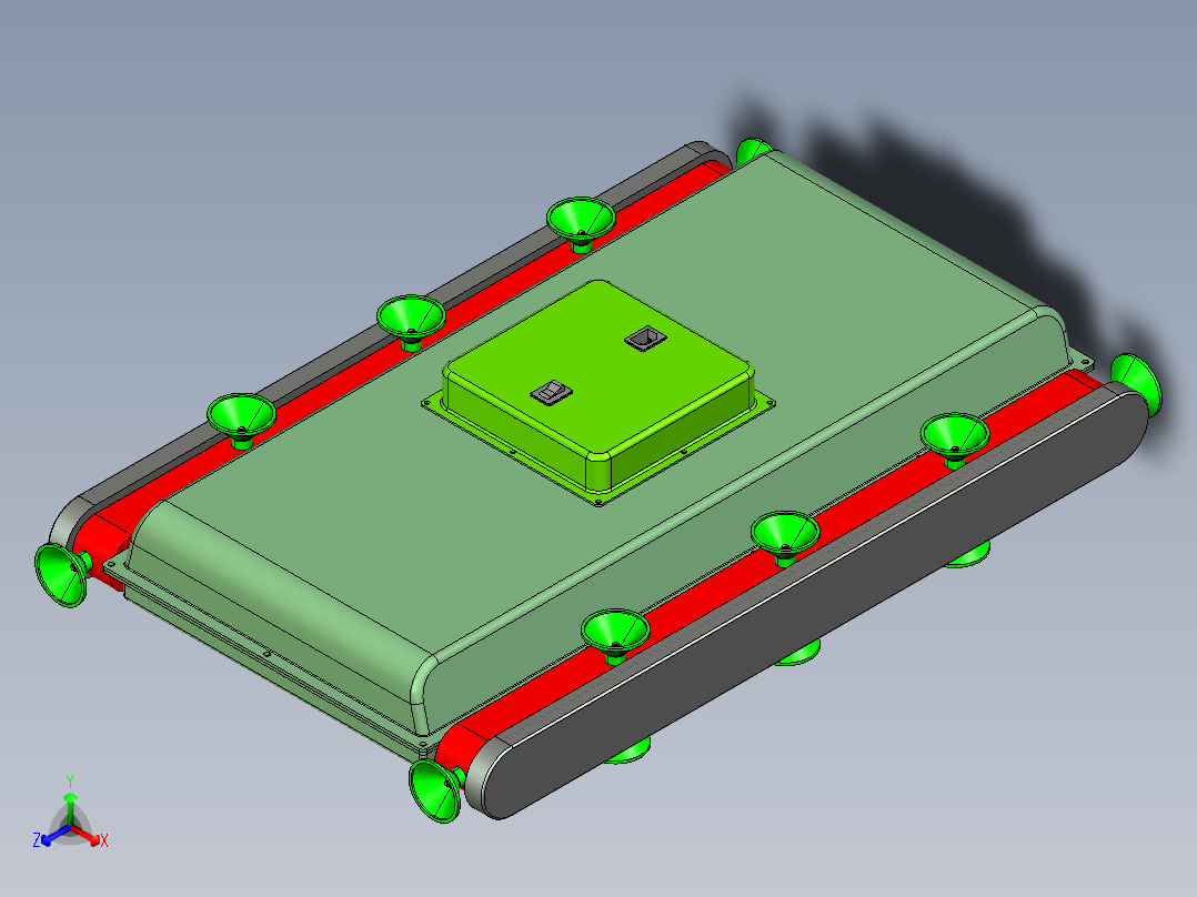 吸附式爬壁清洗机设计【三维proe】【含cad图纸和文档】【履带式真空吸附高楼外墙玻璃】正等轴测图