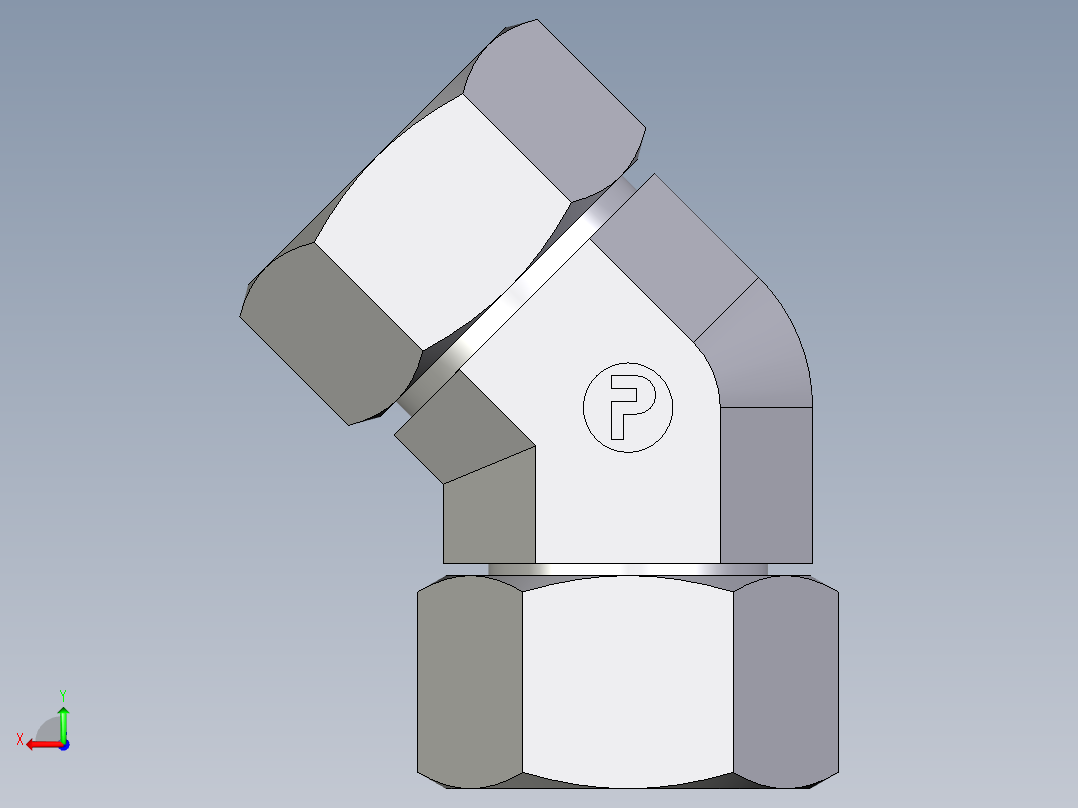卡套式工业通用硬管接头EO_Swivel_nut_45_deg_elbow_EV28ZLCF后视图