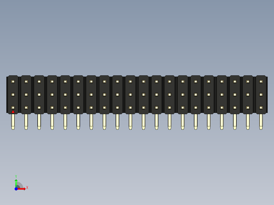 彩色公排针 100mil 2.54mm 系列-DS1022_black_3x20p_100mil_TypeD_rev1.0前视图