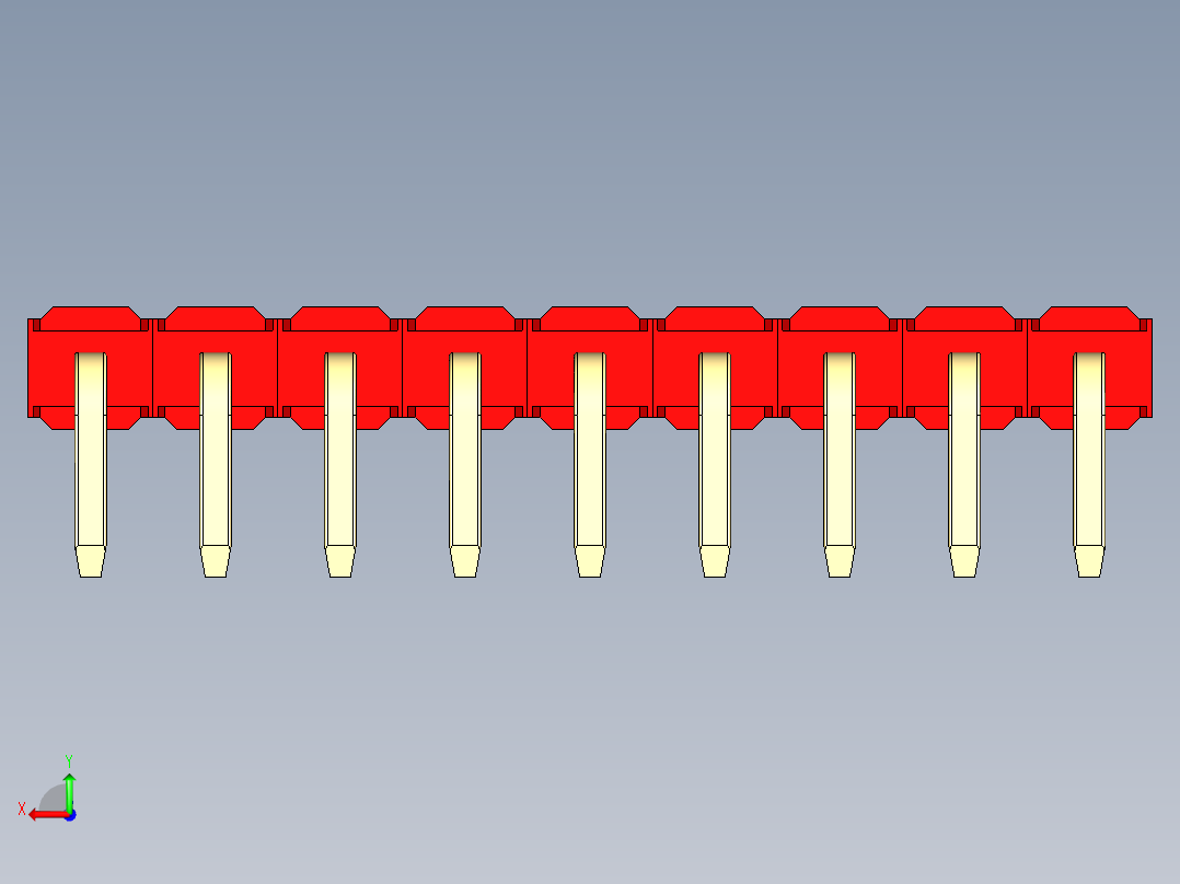 彩色公排针 100mil 2.54mm 系列-DS1022_red_1x09p_100mil_TypeD_rev1.0后视图