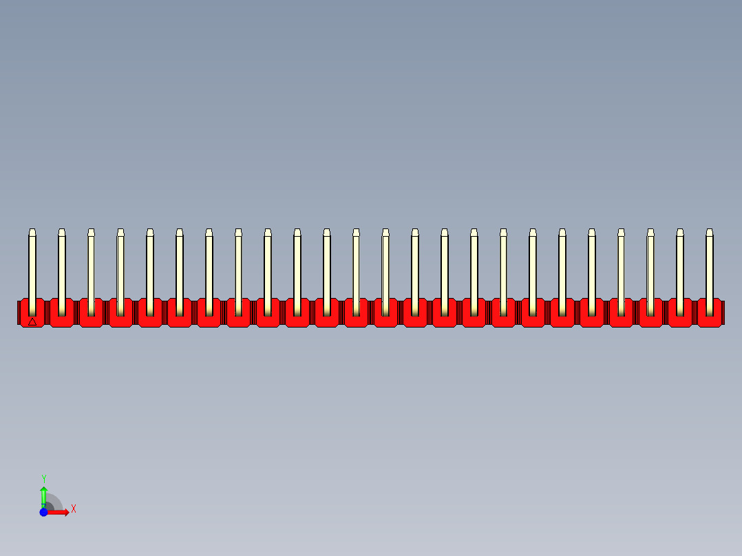 彩色公排针 100mil 2.54mm 系列-DS1022_red_24p_100mil_TypeU_rev1.0前视图