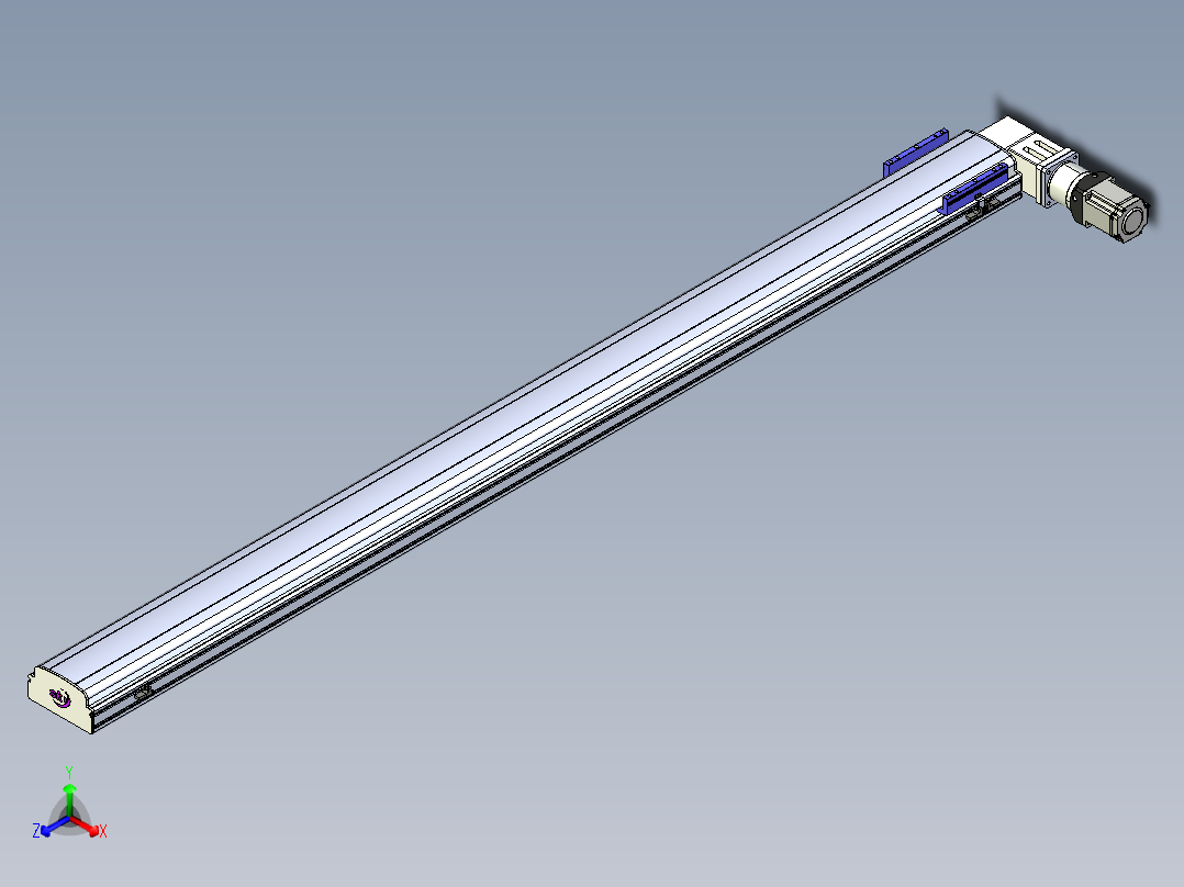 同步带滑台-半封闭B17-L100-S2200-R-P75-D3-N3正等轴测图