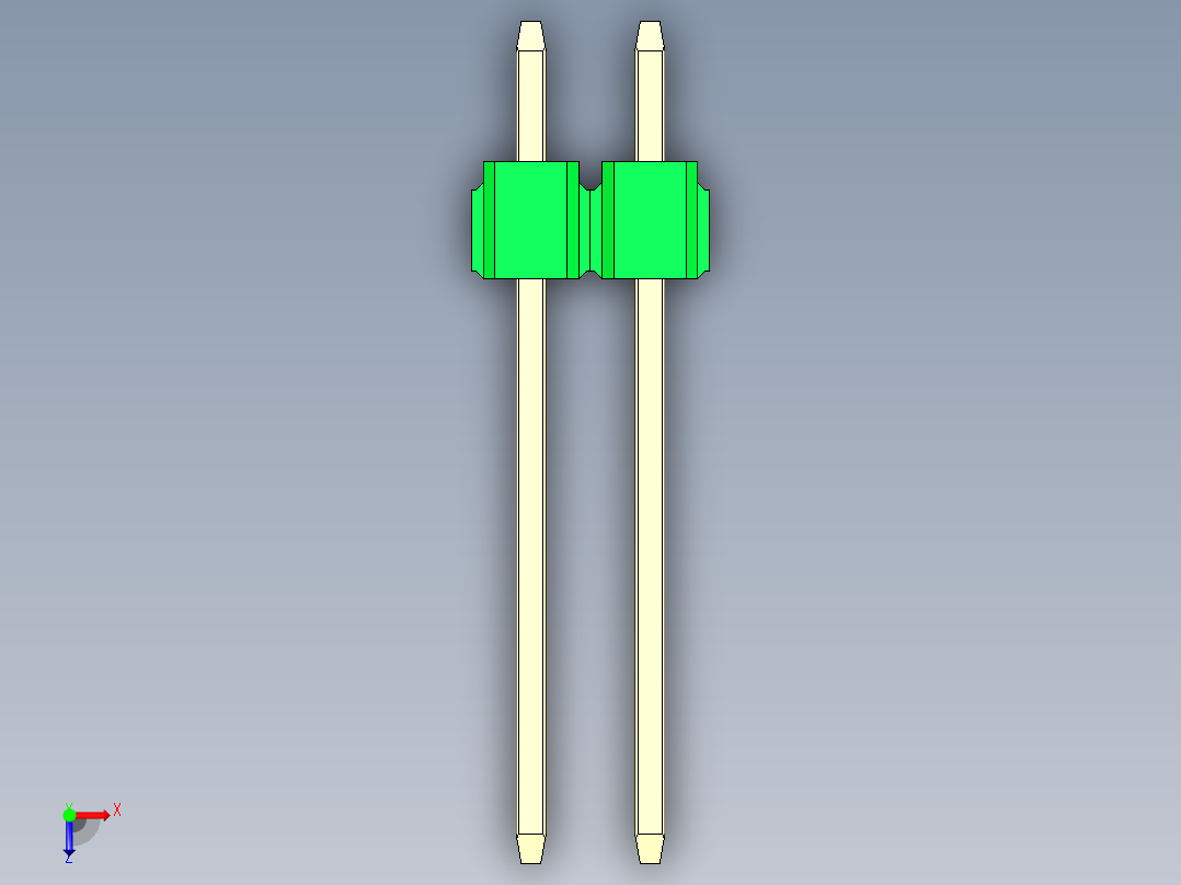 彩色公头100mil（2.54mm）系列-DS1021_green_1x02p_100mil_Type5_rev1.0俯视图