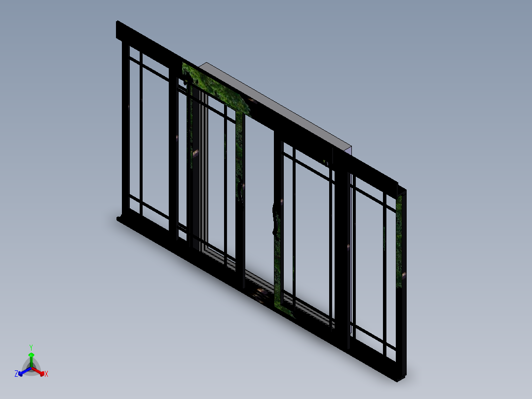 日本滑动门正等轴测图