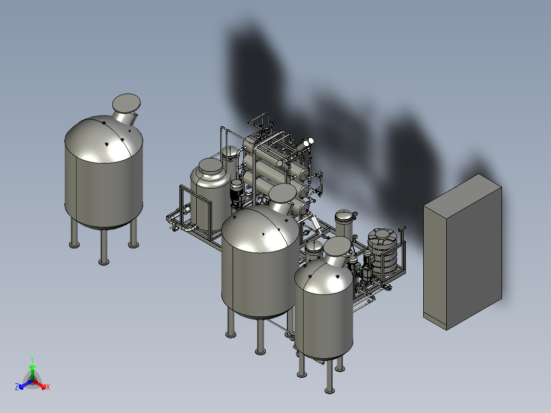 净化水超纯水处理系统正等轴测图