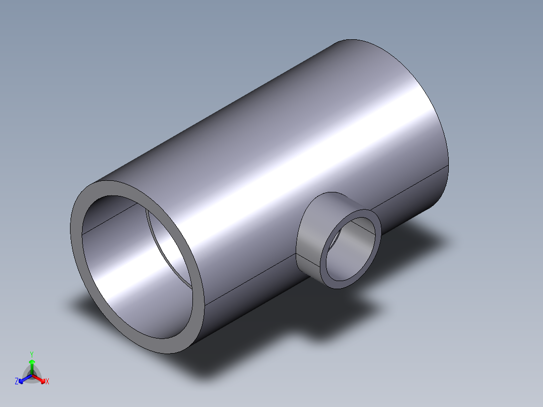 8TRIV 减少分支和溶剂焊接插座的90通径三通正等轴测图